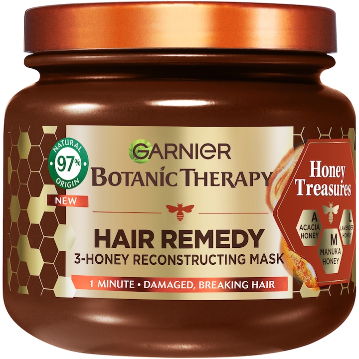 Masca de par Garnier Botanic Therapy Honey & Beeswax pentru par deteriorat cu tendinta de rupere, 340ml
