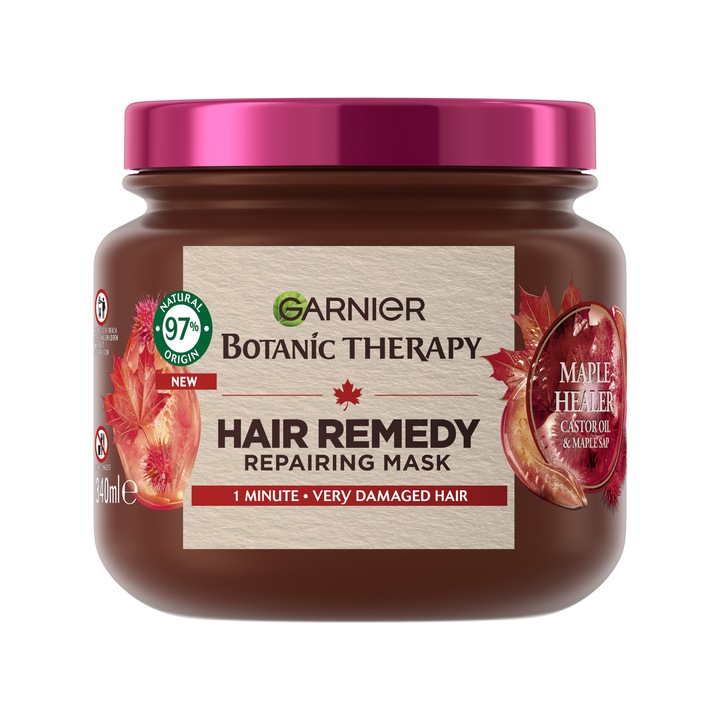 Masca de par Garnier Botanic Therapy Ricin Oil & Almond pentru par fragil cu tendinta de cadere, 340 ml