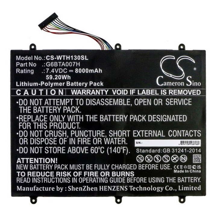 Cameron sino li-polymer akku (7,4v / 8000 mah, wacom g6bta007h kompatibilis), CS-WTH130SL, gyártói csomagolás