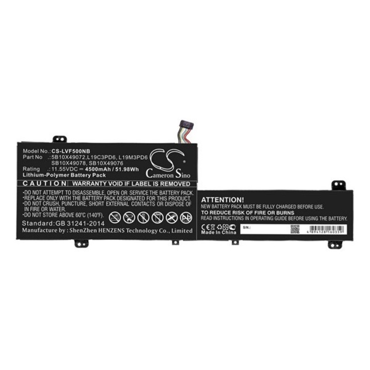 Cameron sino li-polymer akku (11,55v / 4500 mah, lenovo 5b10x49072 kompatibilis), CS-LVF500NB, gyártói csomagolás