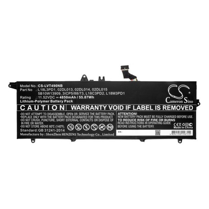 Cameron sino li-polymer akku (11,52v / 4850 mah, lenovo 02dl013 kompatibilis), CS-LVT490NB, gyártói csomagolás