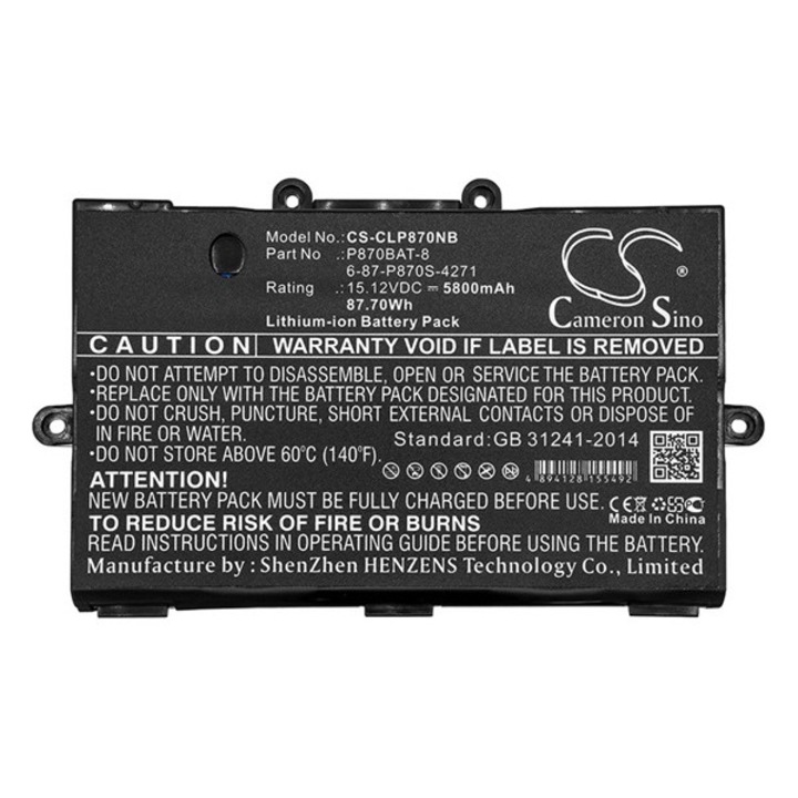 Cameron sino li-ion akku (15,12v / 5800 mah, clevo 6-87-p870s-4271 kompatibilis), CS-CLP870NB, gyártói csomagolás