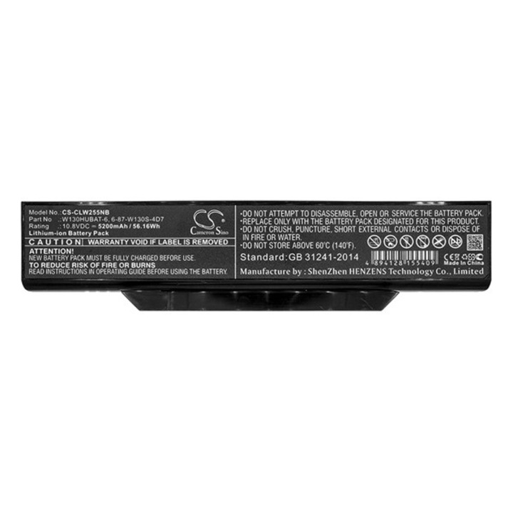 Cameron sino li-ion akku (10,8v / 5200 mah, clevo 6-87-w130s-4d7 kompatibilis), CS-CLW255NB, gyártói csomagolás
