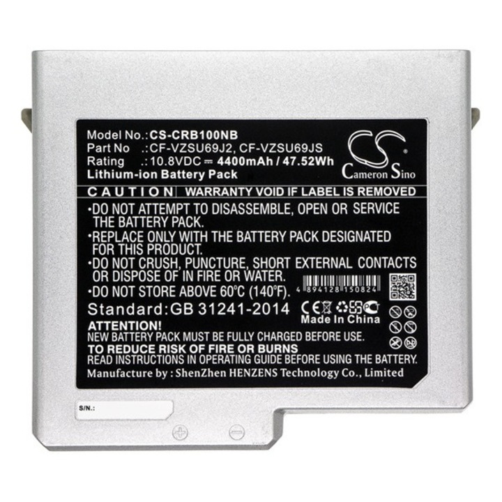 Cameron sino li-ion akku (10,8v / 4400 mah, panasonic cf-vzsu69j2 kompatibilis), CS-CRB100NB, gyártói csomagolás