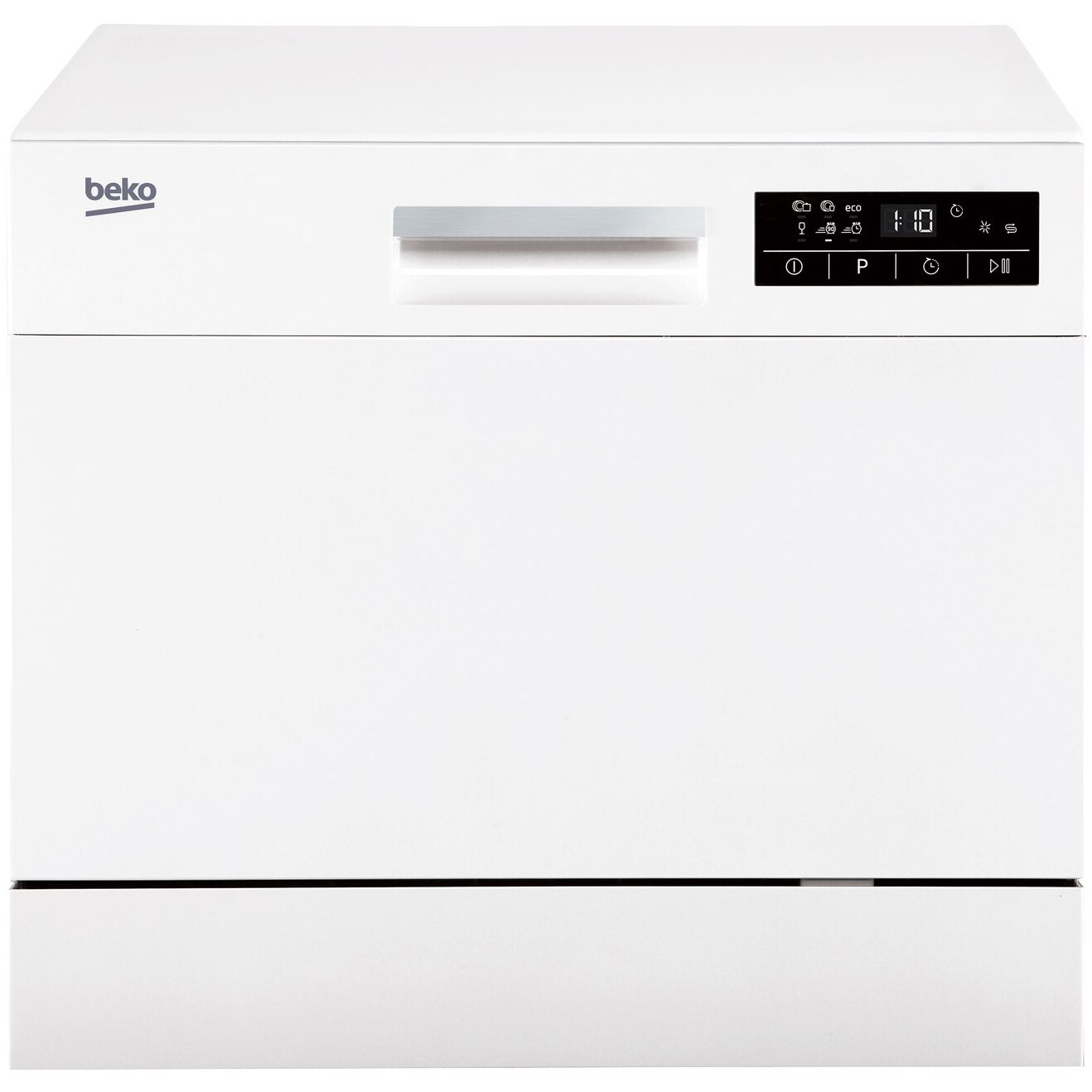 Masina de spalat vase compacta Beko DTC36610W, 6 seturi, 6 programe, Clasa F, 55 cm, Alb