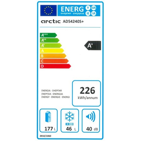 Frigider cu doua usi Arctic AD54240S+, 223 l, Clasa A+, H 145.8, Silver