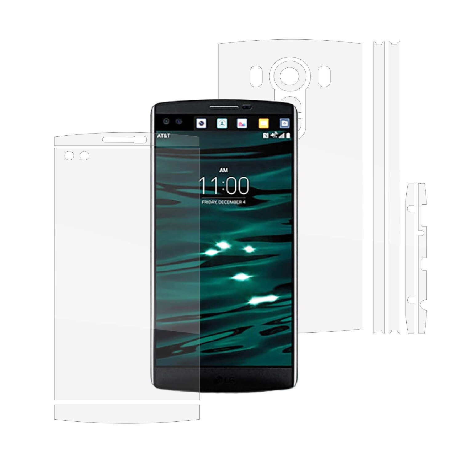 Folie Protectie Full Body Invisible Skinz Ultra-Clear HD, Husa Transparenta de tip Skin Adeziv pentru Carcasa si Ecran, dedicata LG V10