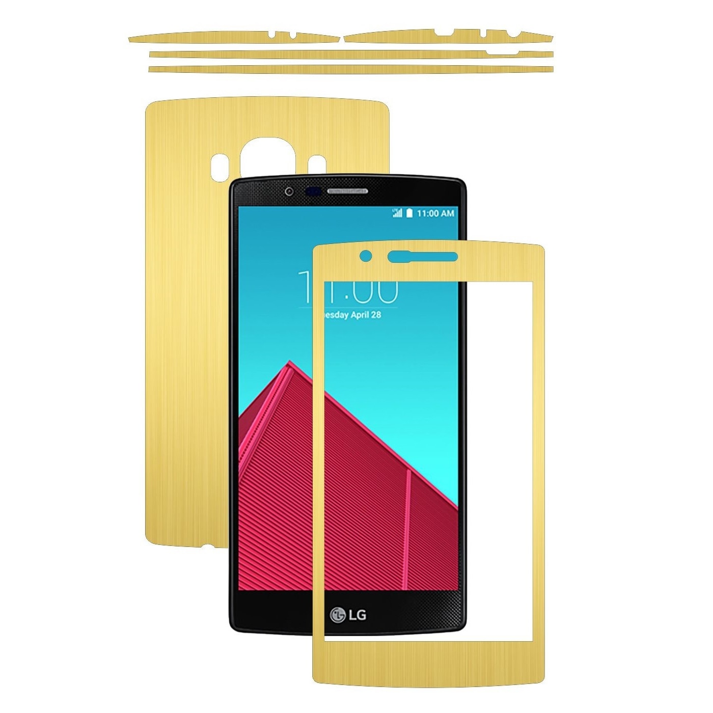 Folie de protectie Carbon Skinz, Husa de tip Skin Adeziv pentru Carcasa, Brushed Auriu dedicata LG G4