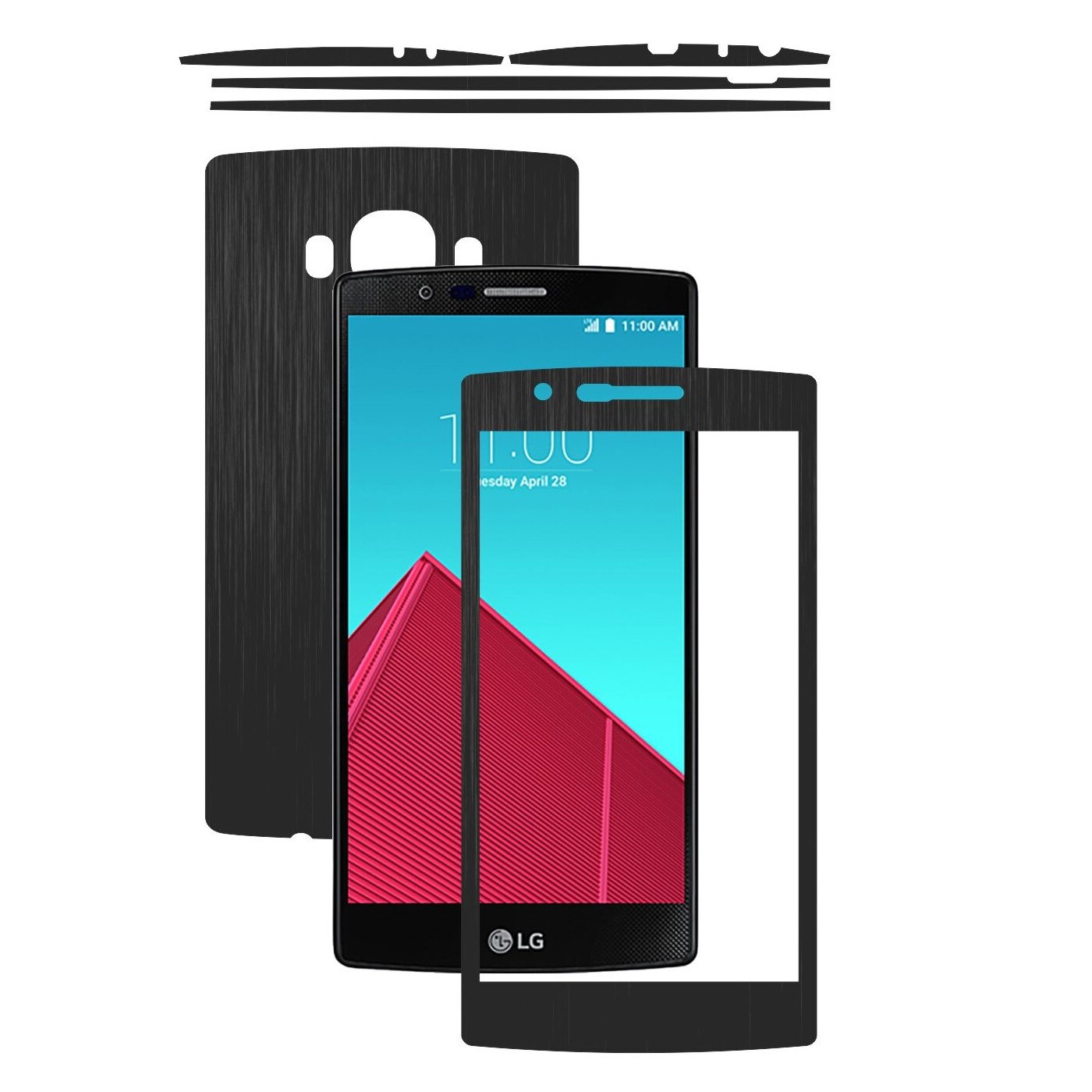 Folie de protectie Carbon Skinz, Husa de tip Skin Adeziv pentru Carcasa, Brushed Negru dedicata LG G4