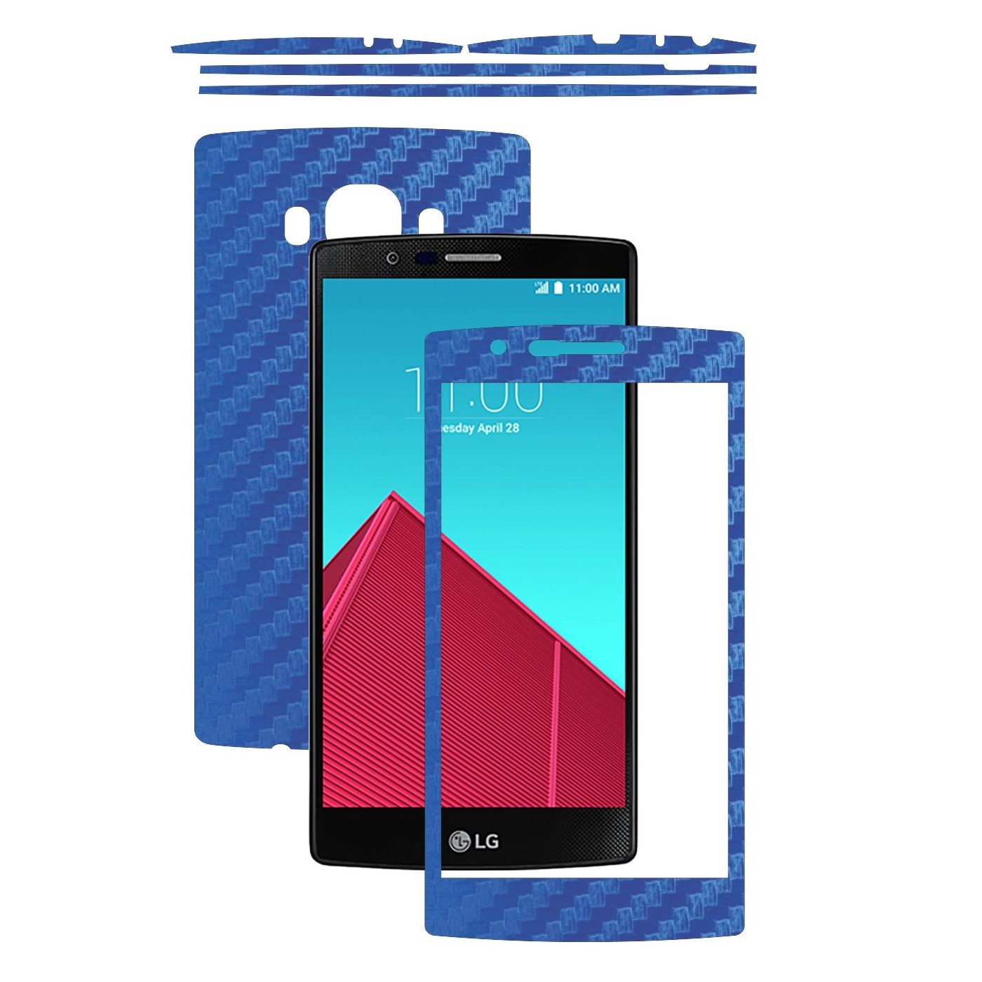 Folie de protectie Carbon Skinz, Husa de tip Skin Adeziv pentru Carcasa, Carbon Albastru dedicata LG G4
