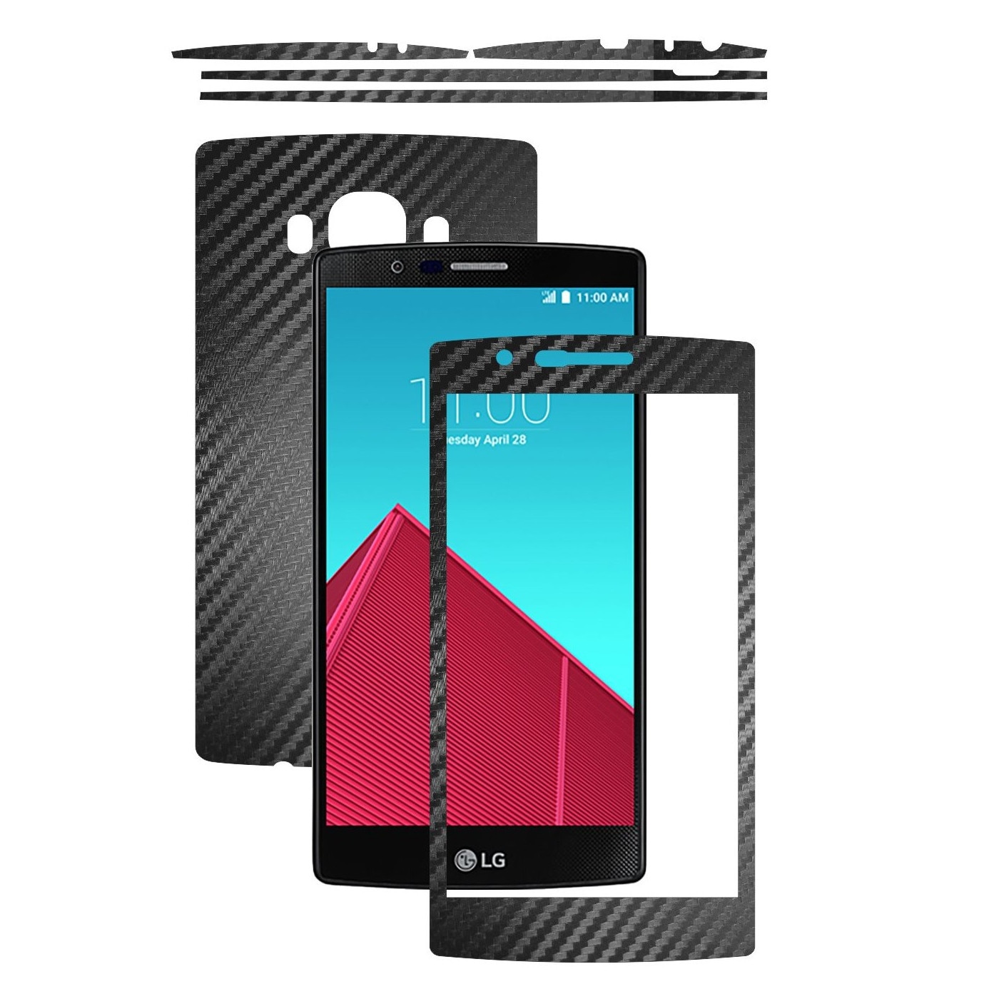 Folie de protectie Carbon Skinz, Husa de tip Skin Adeziv pentru Carcasa, Carbon Negru dedicata LG G4