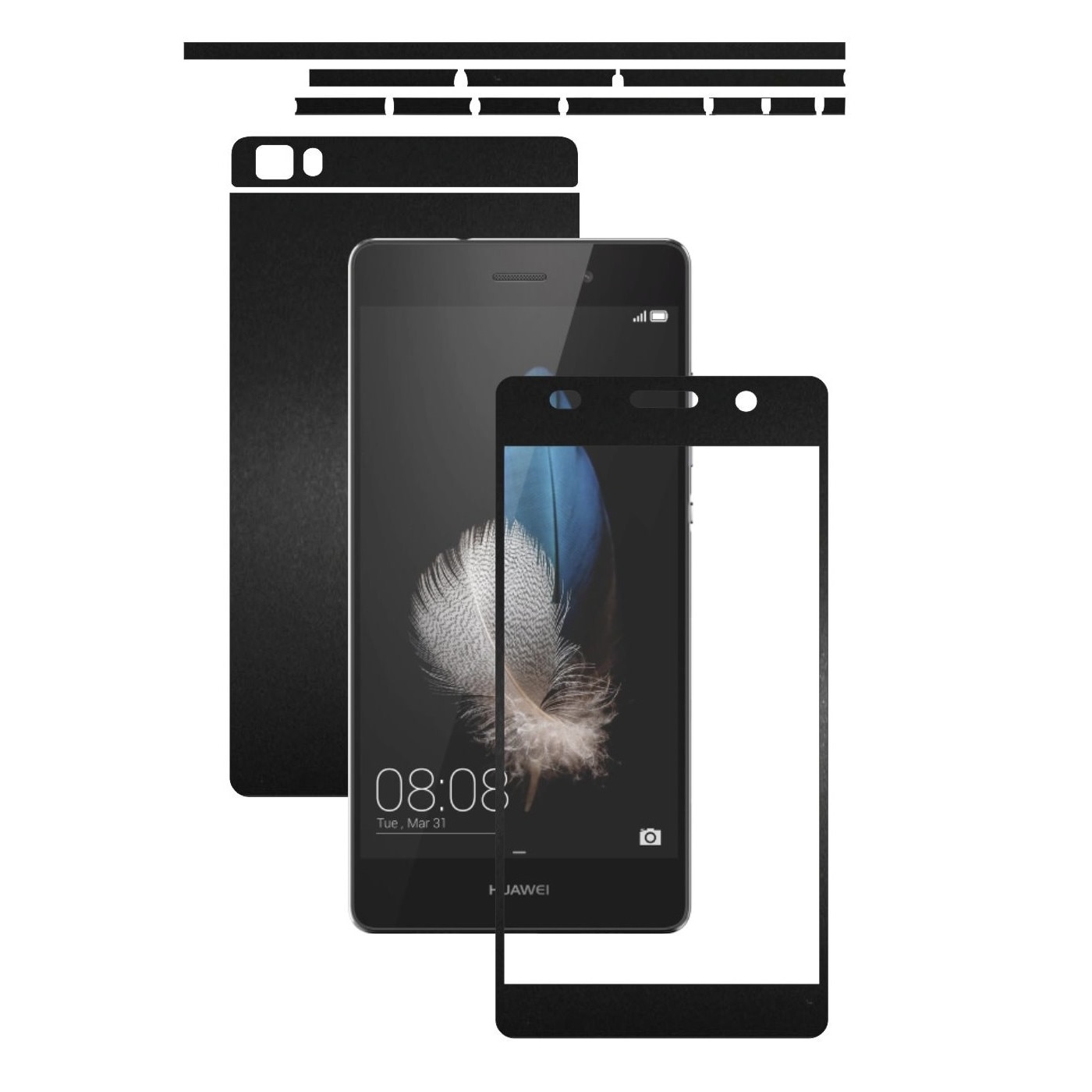 Folie de protectie Carbon Skinz, Husa de tip Skin Adeziv pentru Carcasa, Negru Mat dedicata Huawei Ascend P8 Lite