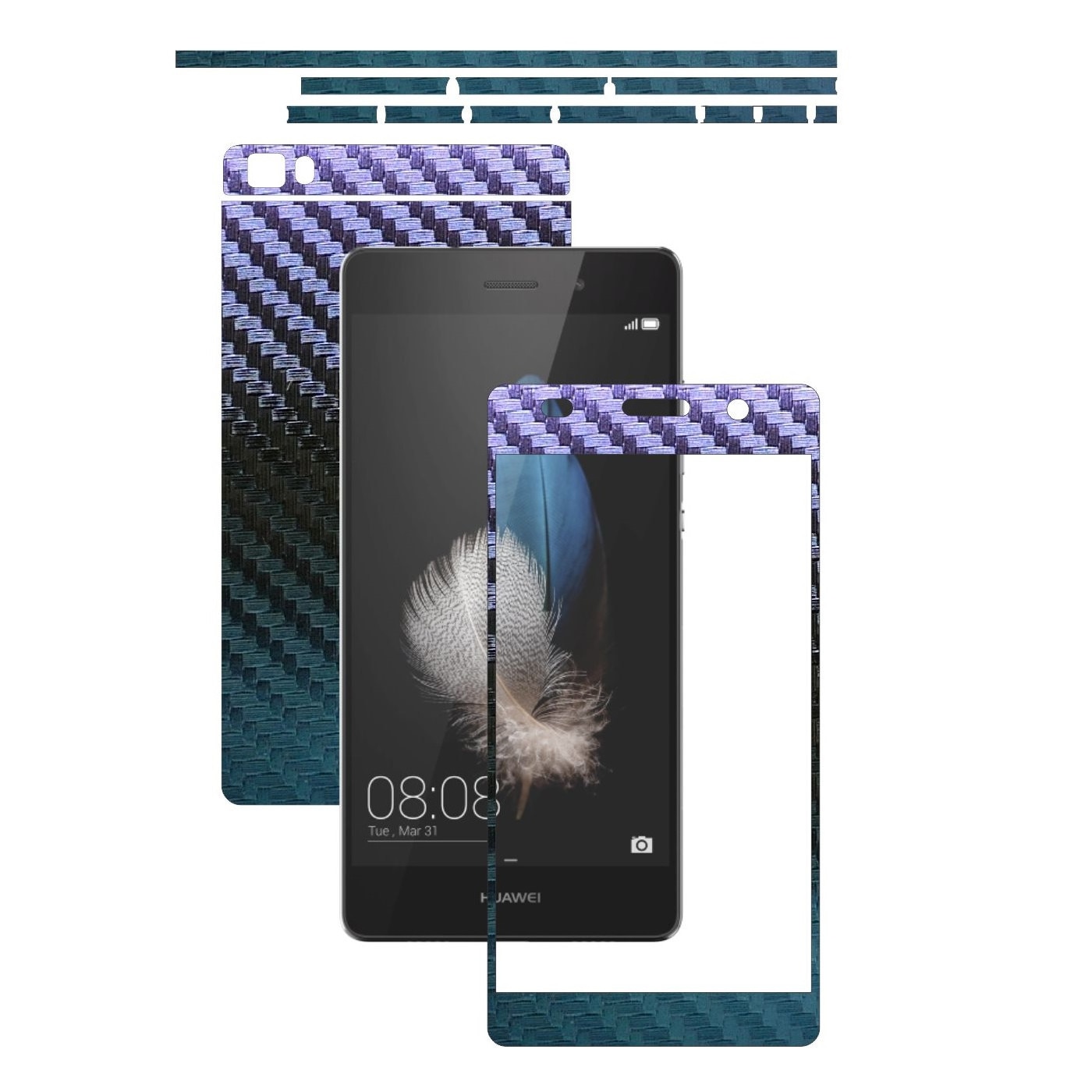Folie de protectie Carbon Skinz, Husa de tip Skin Adeziv pentru Carcasa, Carbon Cameleon dedicata Huawei Ascend P8 Lite