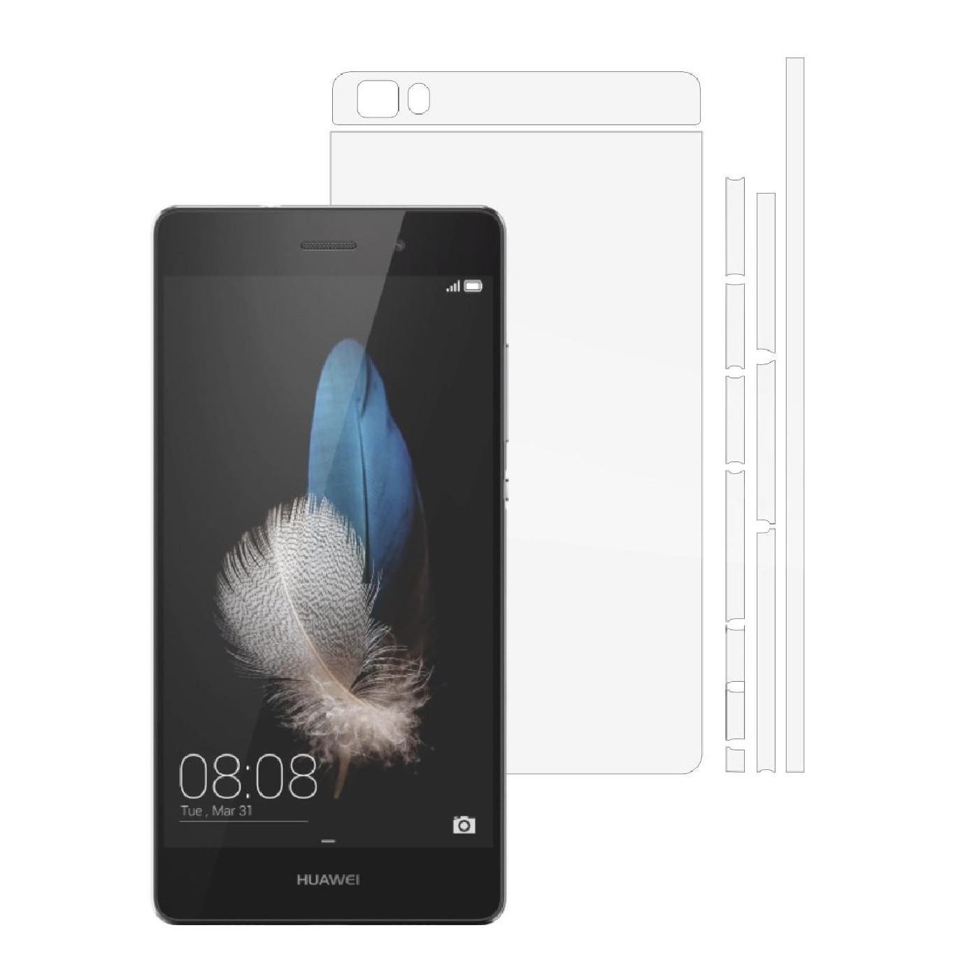 Folie Protectie Invisible Skinz Ultra-Clear HD, Husa Transparenta de tip Skin Adeziv pentru Carcasa si Laterale, dedicata Huawei Ascend P8 Lite