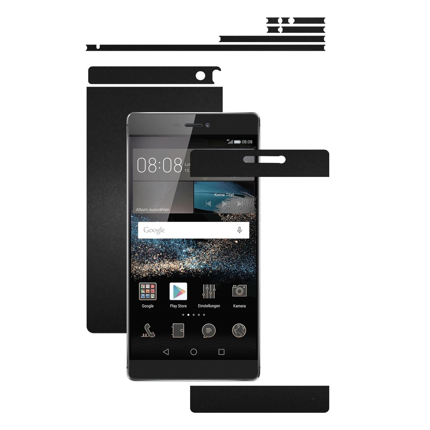 Folie de protectie Carbon Skinz, Husa de tip Skin Adeziv pentru Carcasa, Negru Mat dedicata Huawei Ascend P8
