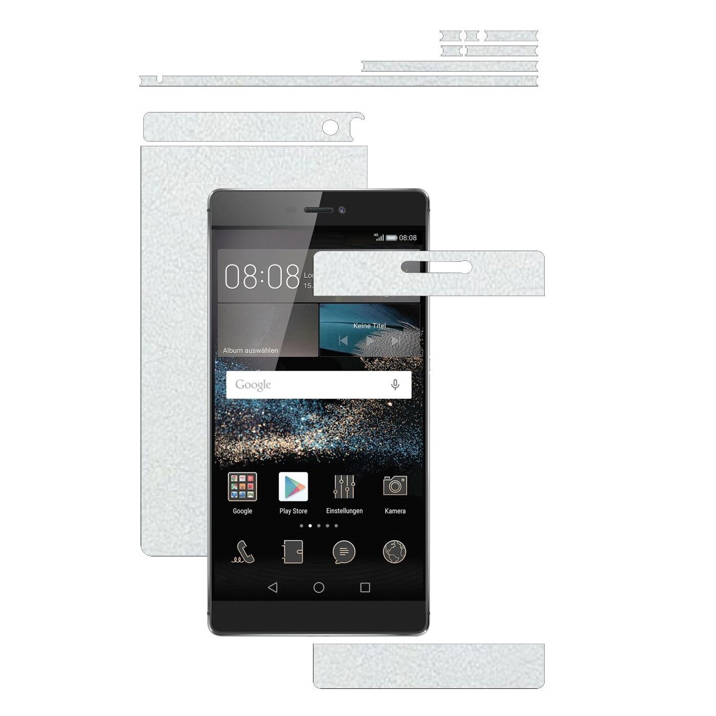 Folie de protectie Carbon Skinz, Husa de tip Skin Adeziv pentru Carcasa, Piele Alba dedicata Huawei Ascend P8