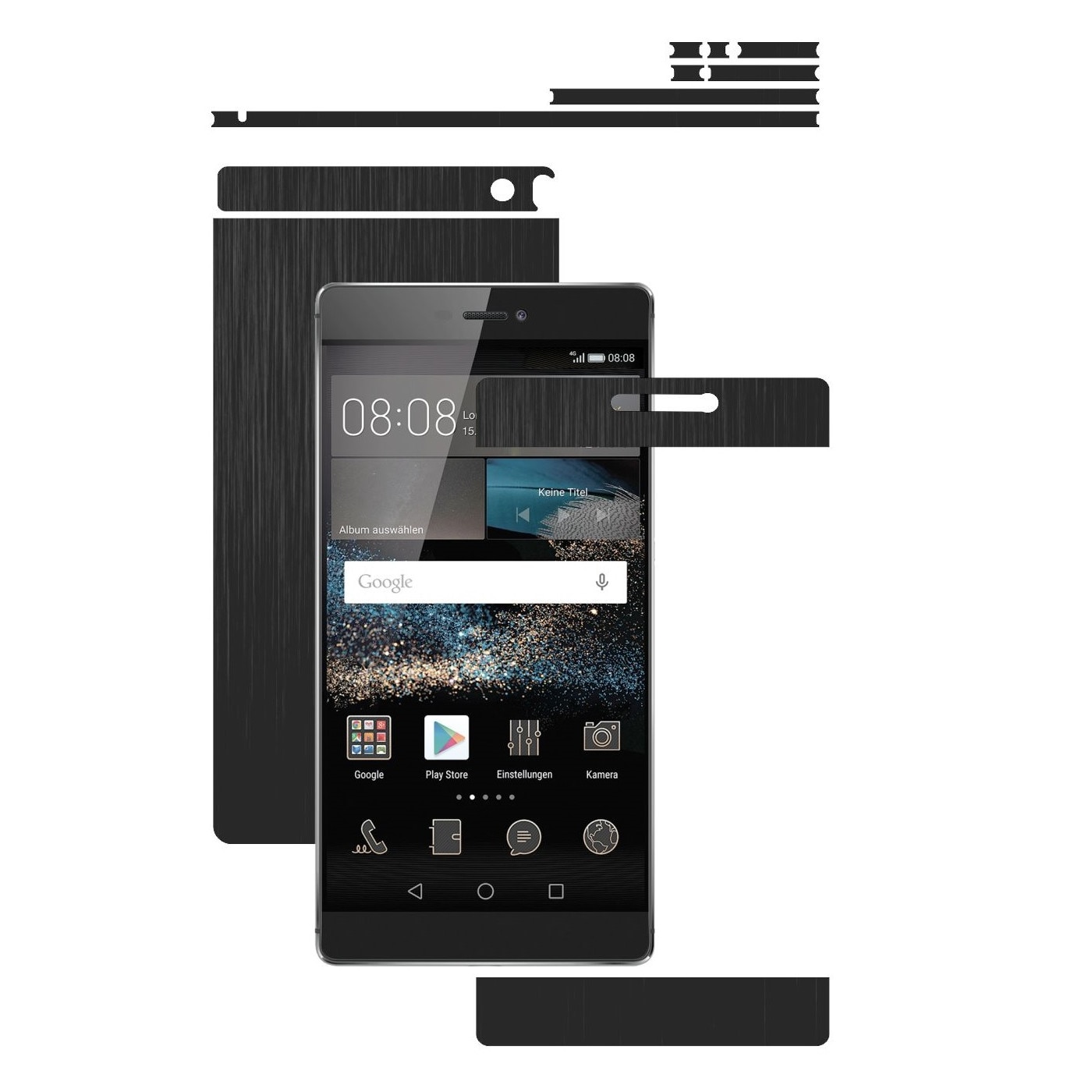 Folie de protectie Carbon Skinz, Husa de tip Skin Adeziv pentru Carcasa, Brushed Negru dedicata Huawei Ascend P8