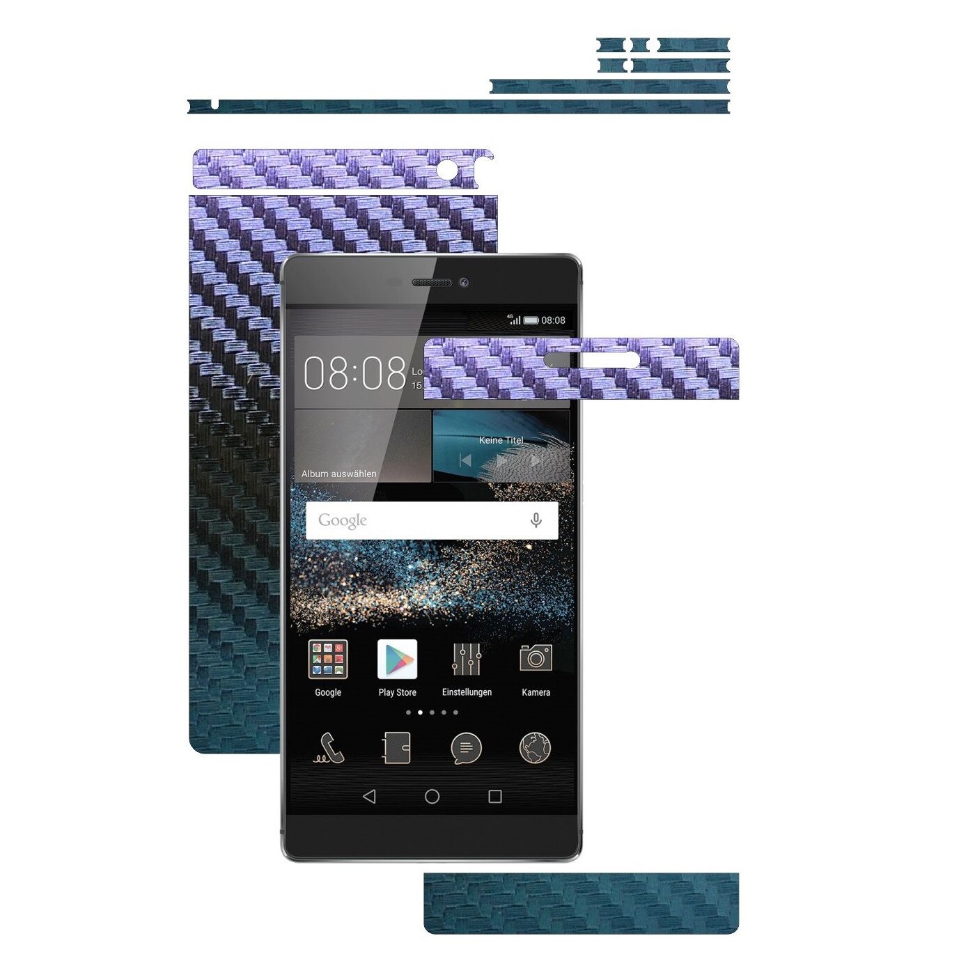 Folie de protectie Carbon Skinz, Husa de tip Skin Adeziv pentru Carcasa, Carbon Cameleon dedicata Huawei Ascend P8