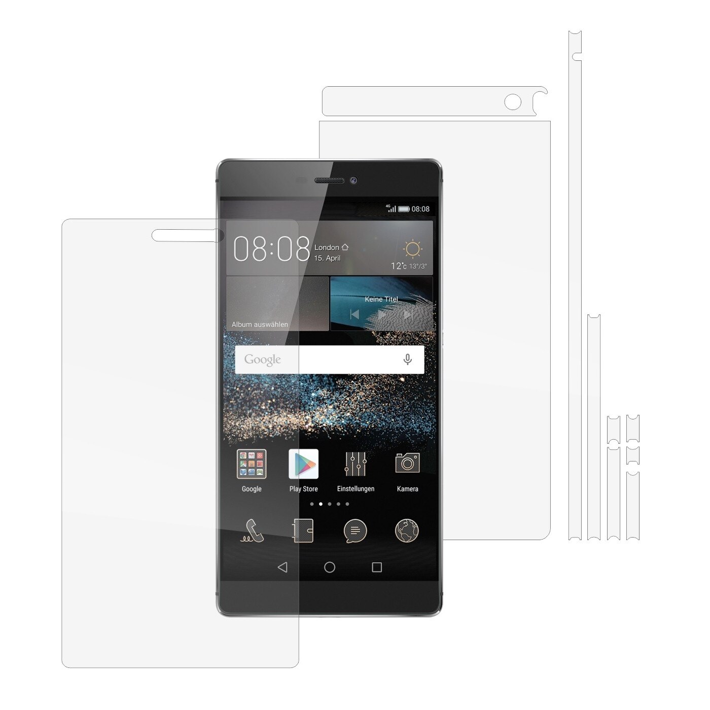 Folie Protectie Full Body Invisible Skinz Ultra-Clear HD, Husa Transparenta de tip Skin Adeziv pentru Carcasa si Ecran, dedicata Huawei Ascend P8