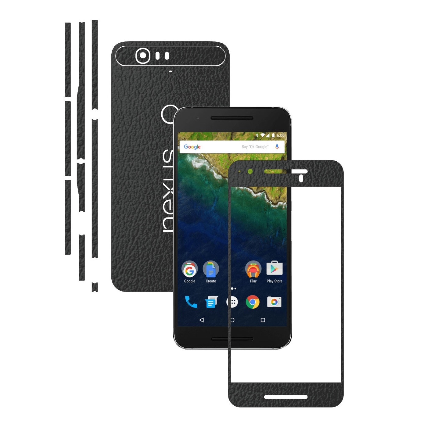 Folie de protectie Carbon Skinz, Husa de tip Skin Adeziv pentru Carcasa, Negru Mat dedicata Huawei Google Nexus 6P