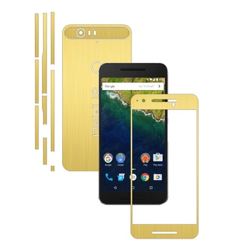 Folie de protectie Carbon Skinz, Husa de tip Skin Adeziv pentru Carcasa, Brushed Auriu dedicata Huawei Google Nexus 6P Folie de protectie Carbon Skinz, Husa de tip Skin Adeziv pentru Carcasa, Brushed Auriu dedicata Huawei Google Nexus 6P