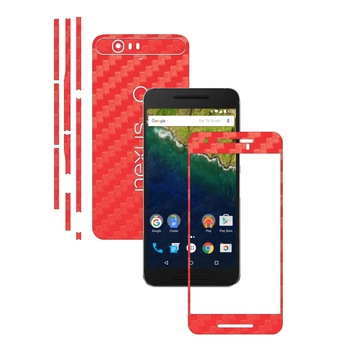 Folie de protectie Carbon Skinz, Husa de tip Skin Adeziv pentru Carcasa, Carbon Rosu dedicata Huawei Google Nexus 6P Folie de protectie Carbon Skinz, Husa de tip Skin Adeziv pentru Carcasa, Carbon Rosu dedicata Huawei Google Nexus 6P
