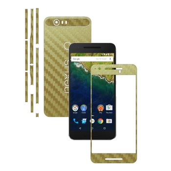 Folie de protectie Carbon Skinz, Husa de tip Skin Adeziv pentru Carcasa, Carbon Auriu dedicata Huawei Google Nexus 6P Folie de protectie Carbon Skinz, Husa de tip Skin Adeziv pentru Carcasa, Carbon Auriu dedicata Huawei Google Nexus 6P