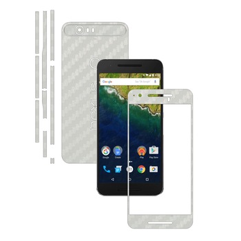 Folie de protectie Carbon Skinz, Husa de tip Skin Adeziv pentru Carcasa, Carbon Alb dedicata Huawei Google Nexus 6P