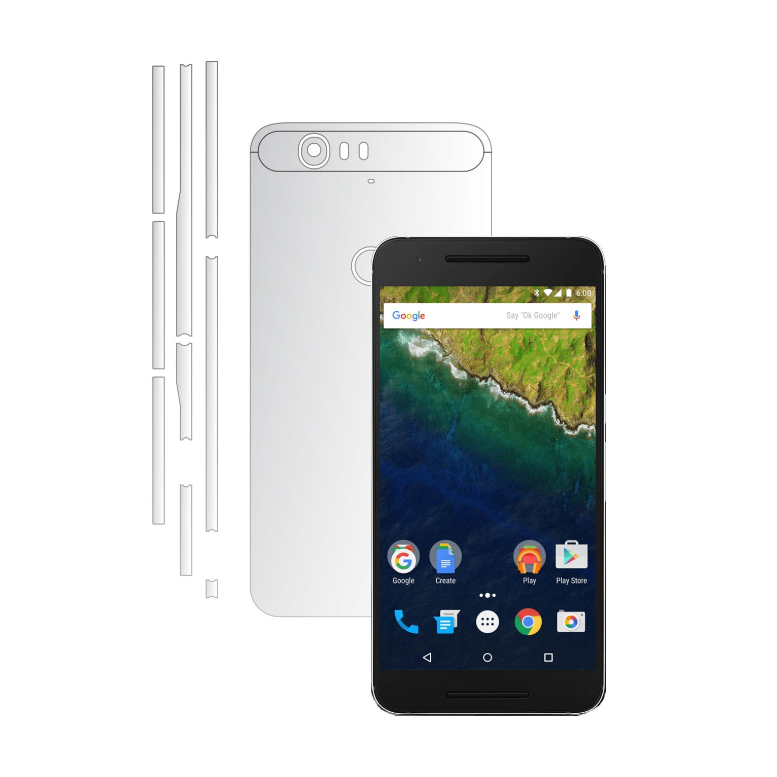 Folie Protectie Invisible Skinz Ultra-Clear HD, Husa Transparenta de tip Skin Adeziv pentru Carcasa si Laterale, dedicata Huawei Google Nexus 6P