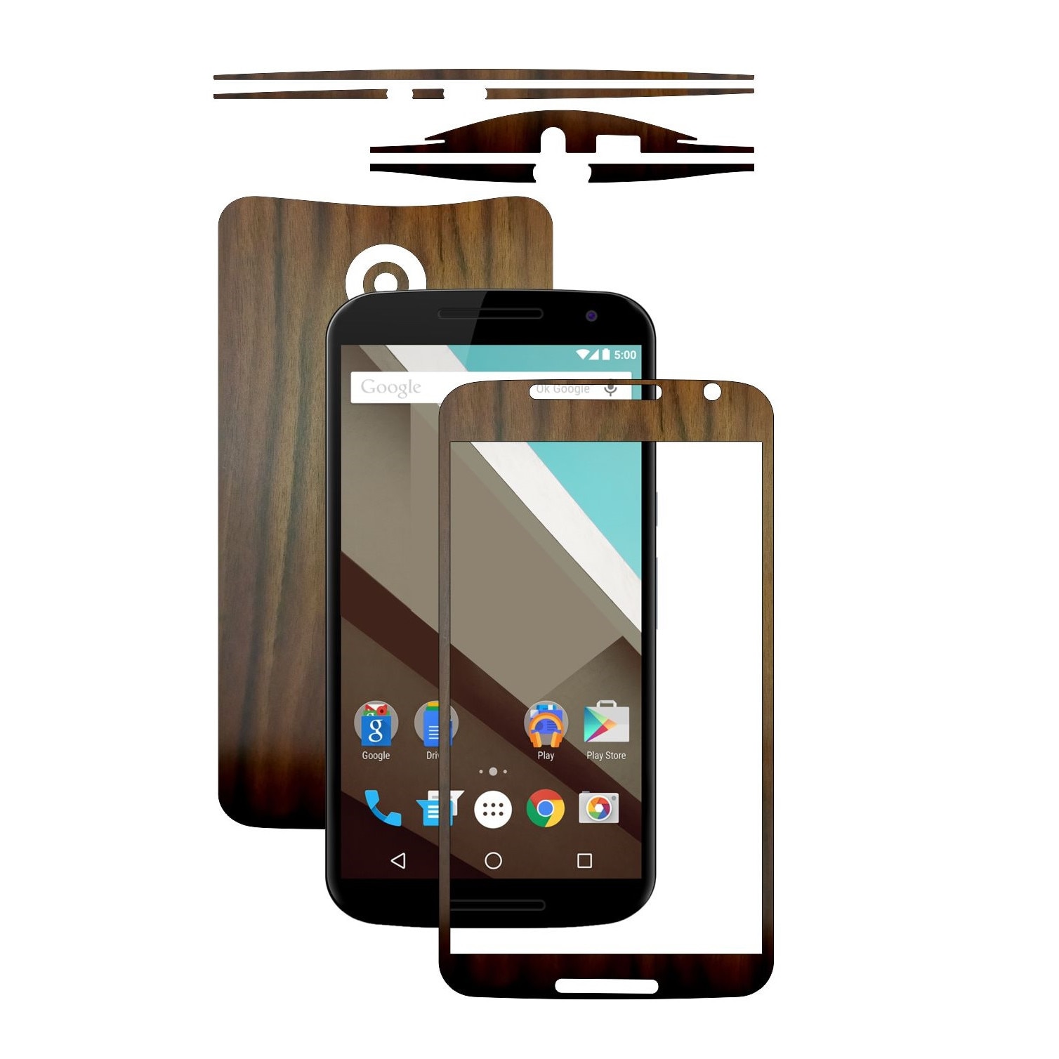 Folie de protectie Carbon Skinz, Husa de tip Skin Adeziv pentru Carcasa, Lemn Nuc Inchis dedicata Motorola Google Nexus 6