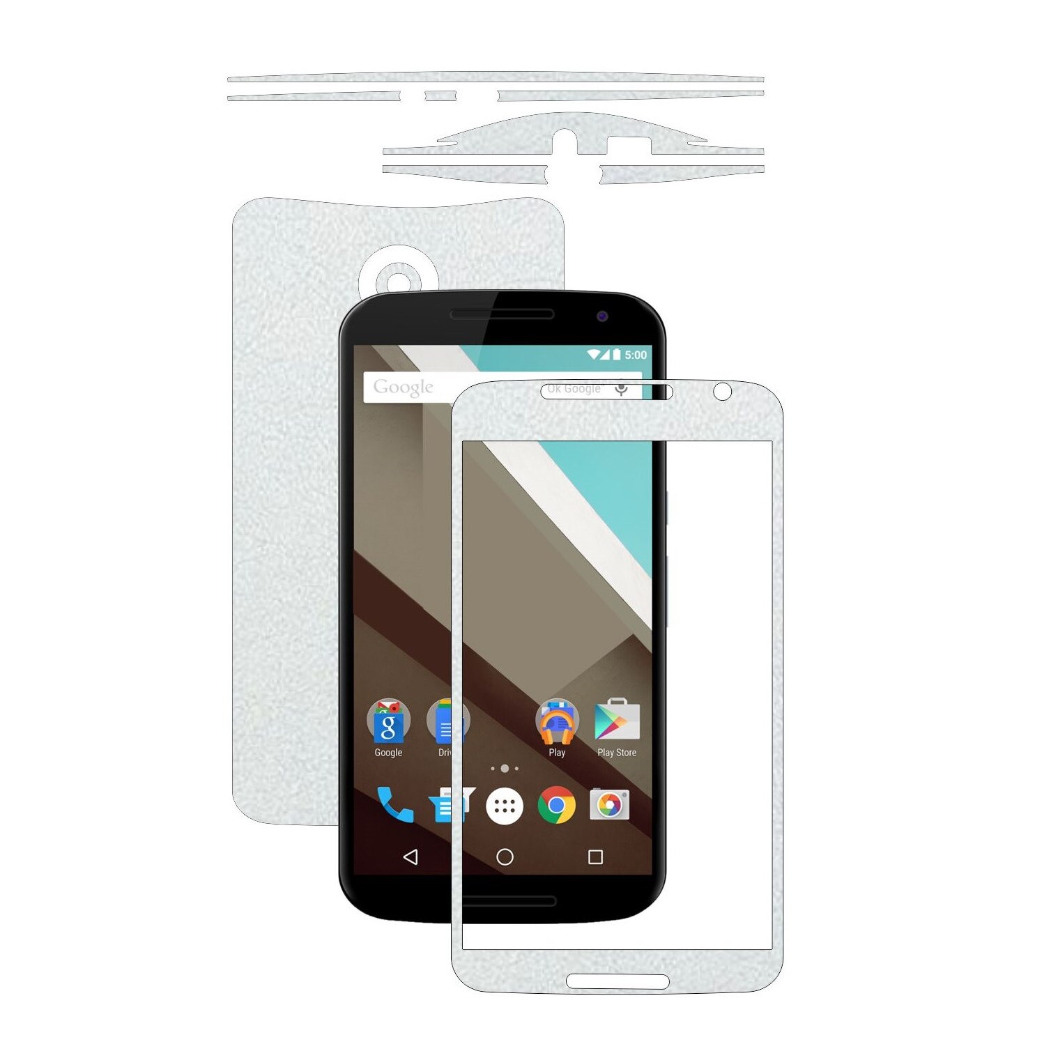 Folie de protectie Carbon Skinz, Husa de tip Skin Adeziv pentru Carcasa, Piele Alba dedicata Motorola Google Nexus 6