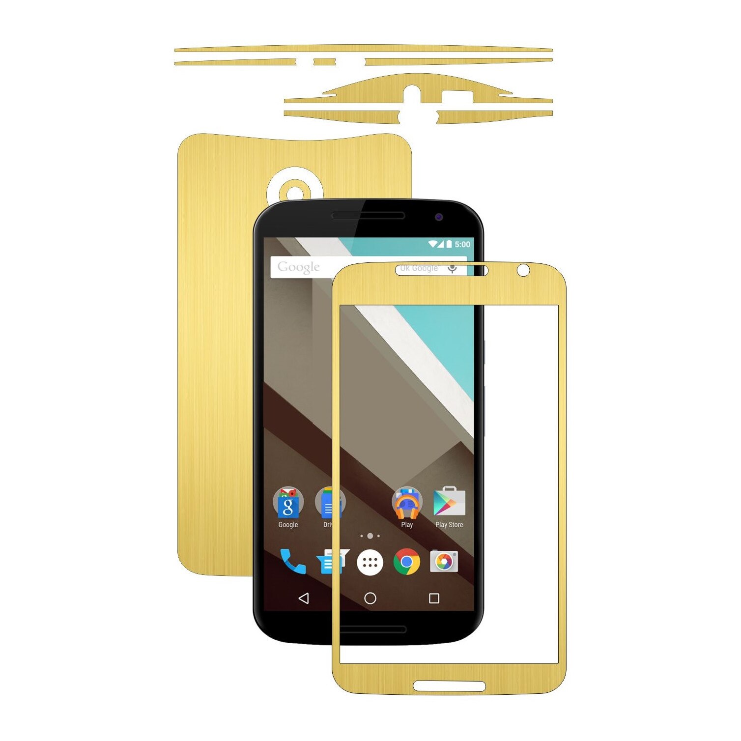 Folie de protectie Carbon Skinz, Husa de tip Skin Adeziv pentru Carcasa, Brushed Auriu dedicata Motorola Google Nexus 6