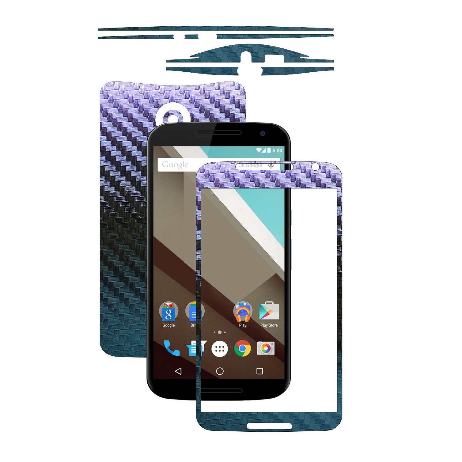 Folie de protectie Carbon Skinz, Husa de tip Skin Adeziv pentru Carcasa, Carbon Cameleon dedicata Motorola Google Nexus 6