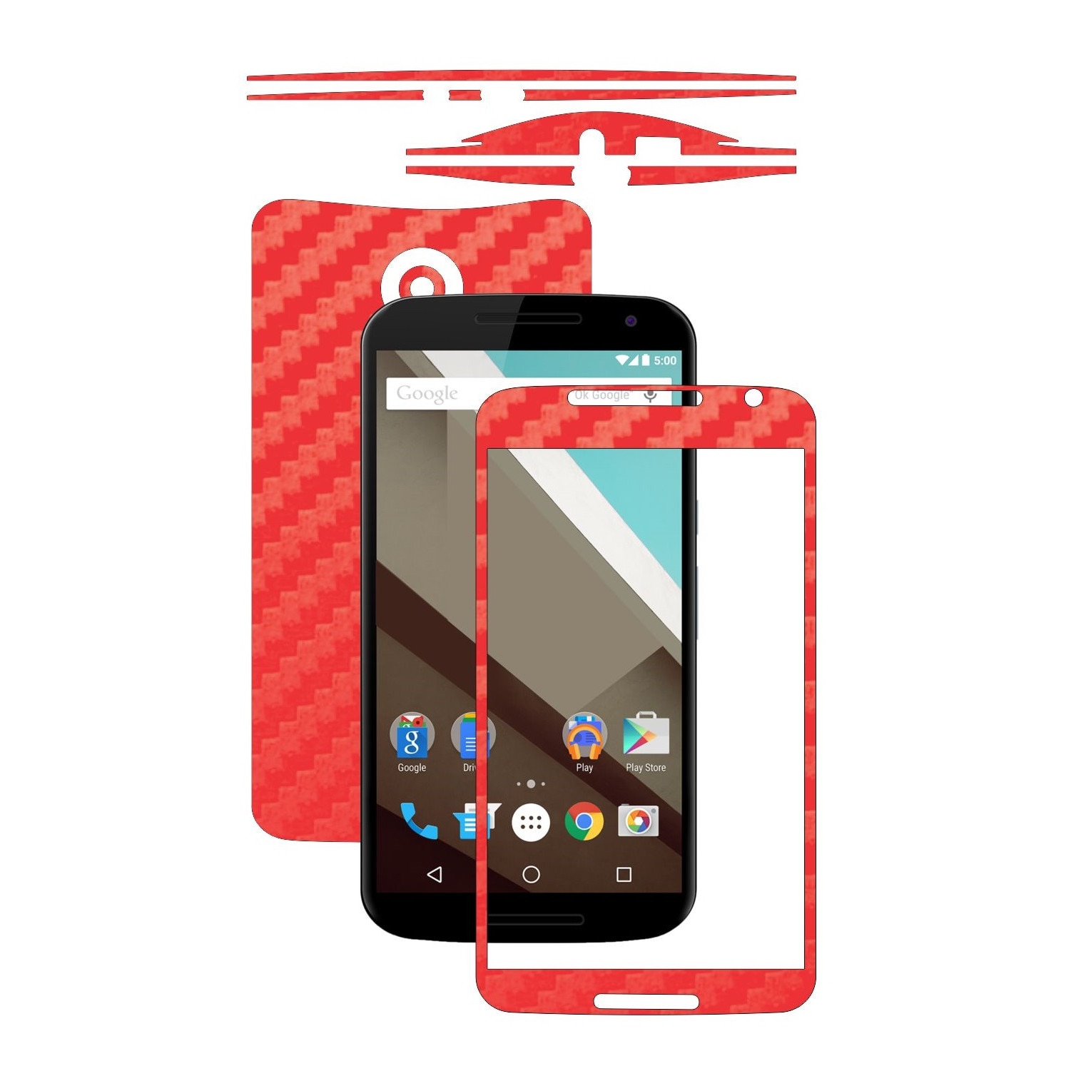 Folie de protectie Carbon Skinz, Husa de tip Skin Adeziv pentru Carcasa, Carbon Rosu dedicata Motorola Google Nexus 6