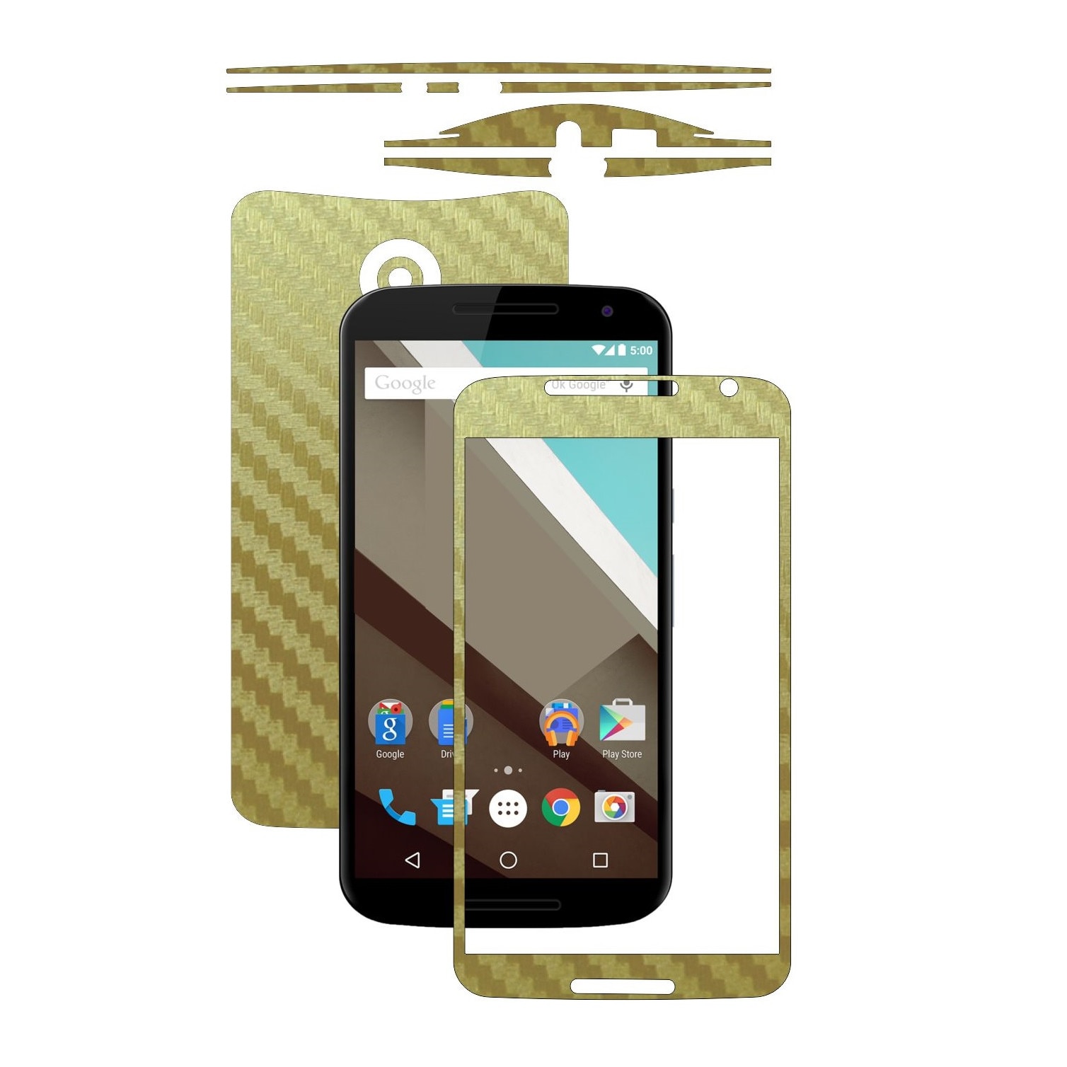 Folie de protectie Carbon Skinz, Husa de tip Skin Adeziv pentru Carcasa, Carbon Auriu dedicata Motorola Google Nexus 6