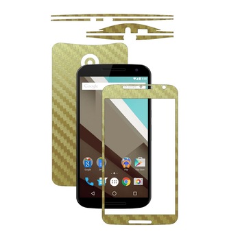 Folie de protectie Carbon Skinz, Husa de tip Skin Adeziv pentru Carcasa, Carbon Auriu dedicata Motorola Google Nexus 6 Folie de protectie Carbon Skinz, Husa de tip Skin Adeziv pentru Carcasa, Carbon Auriu dedicata Motorola Google Nexus 6
