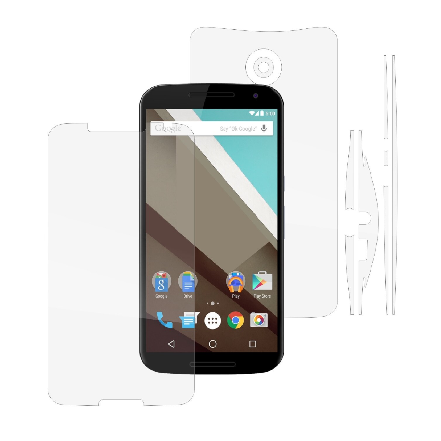 Folie Protectie Full Body Invisible Skinz Ultra-Clear AutoRegeneranta, Husa Transparenta de tip Skin Adeziv pentru Carcasa si Ecran, dedicata Motorola Google Nexus 6