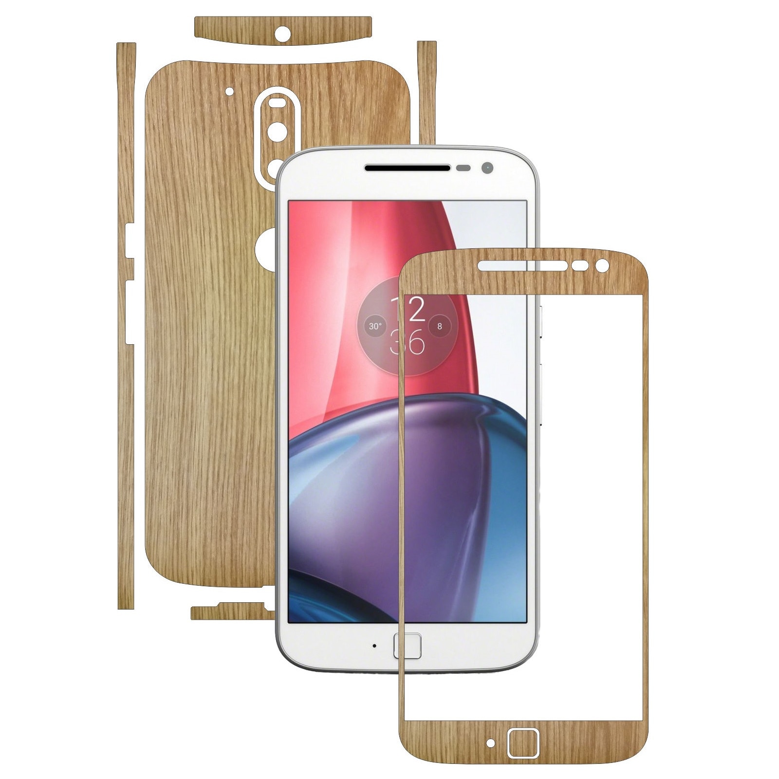 Folie de protectie Carbon Skinz, Husa de tip Skin Adeziv pentru Carcasa, Lemn Stejar dedicata Motorola Moto G4 Plus