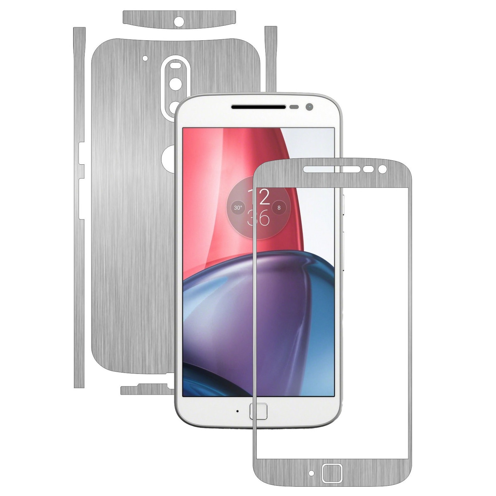 Folie de protectie Carbon Skinz, Husa de tip Skin Adeziv pentru Carcasa, Brushed Argintiu dedicata Motorola Moto G4 Plus