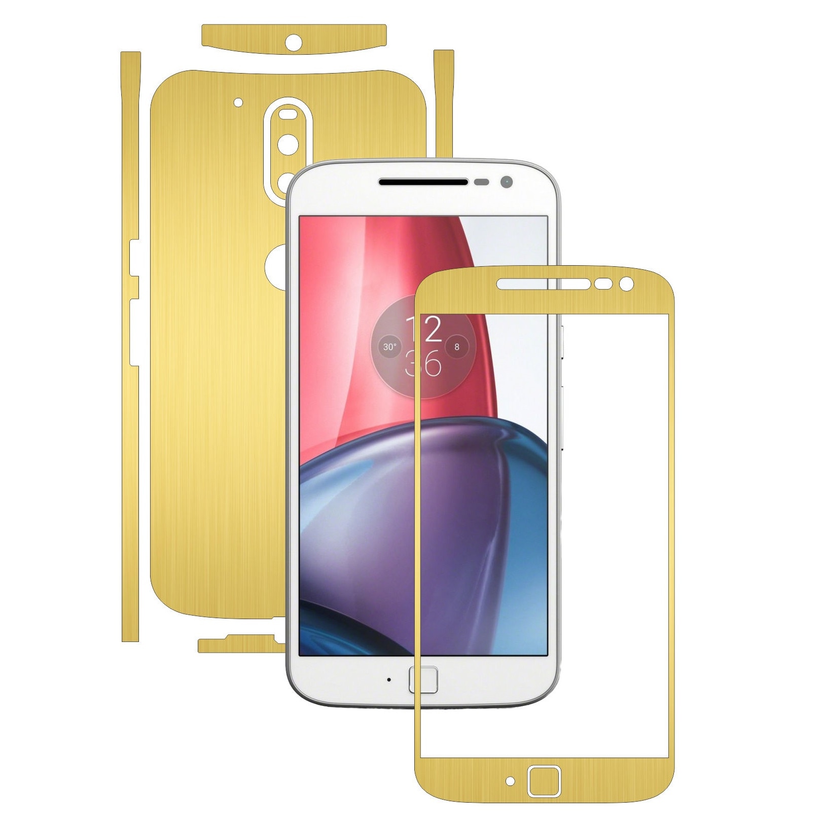 Folie de protectie Carbon Skinz, Husa de tip Skin Adeziv pentru Carcasa, Brushed Auriu dedicata Motorola Moto G4 Plus