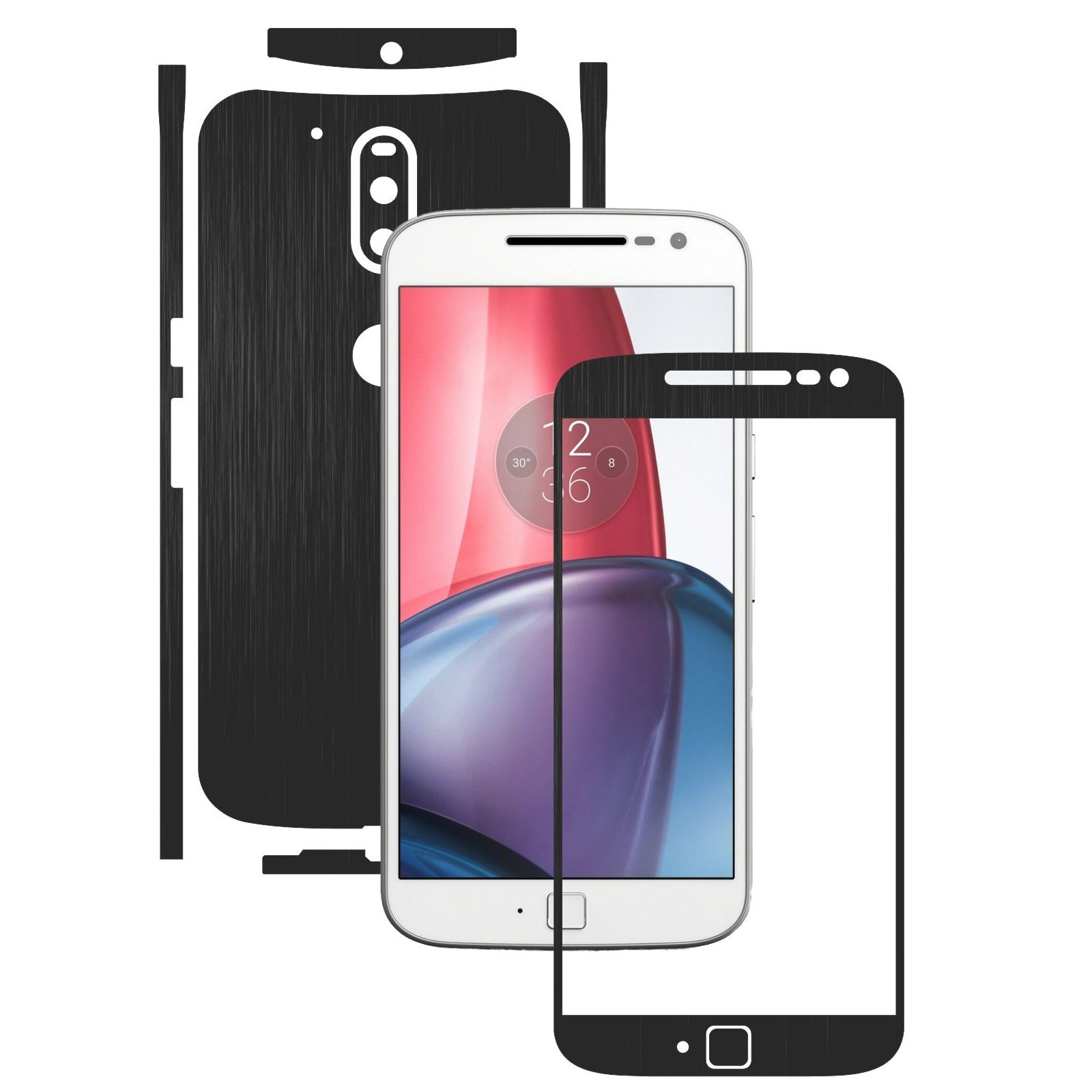 Folie de protectie Carbon Skinz, Husa de tip Skin Adeziv pentru Carcasa, Brushed Negru dedicata Motorola Moto G4 Plus