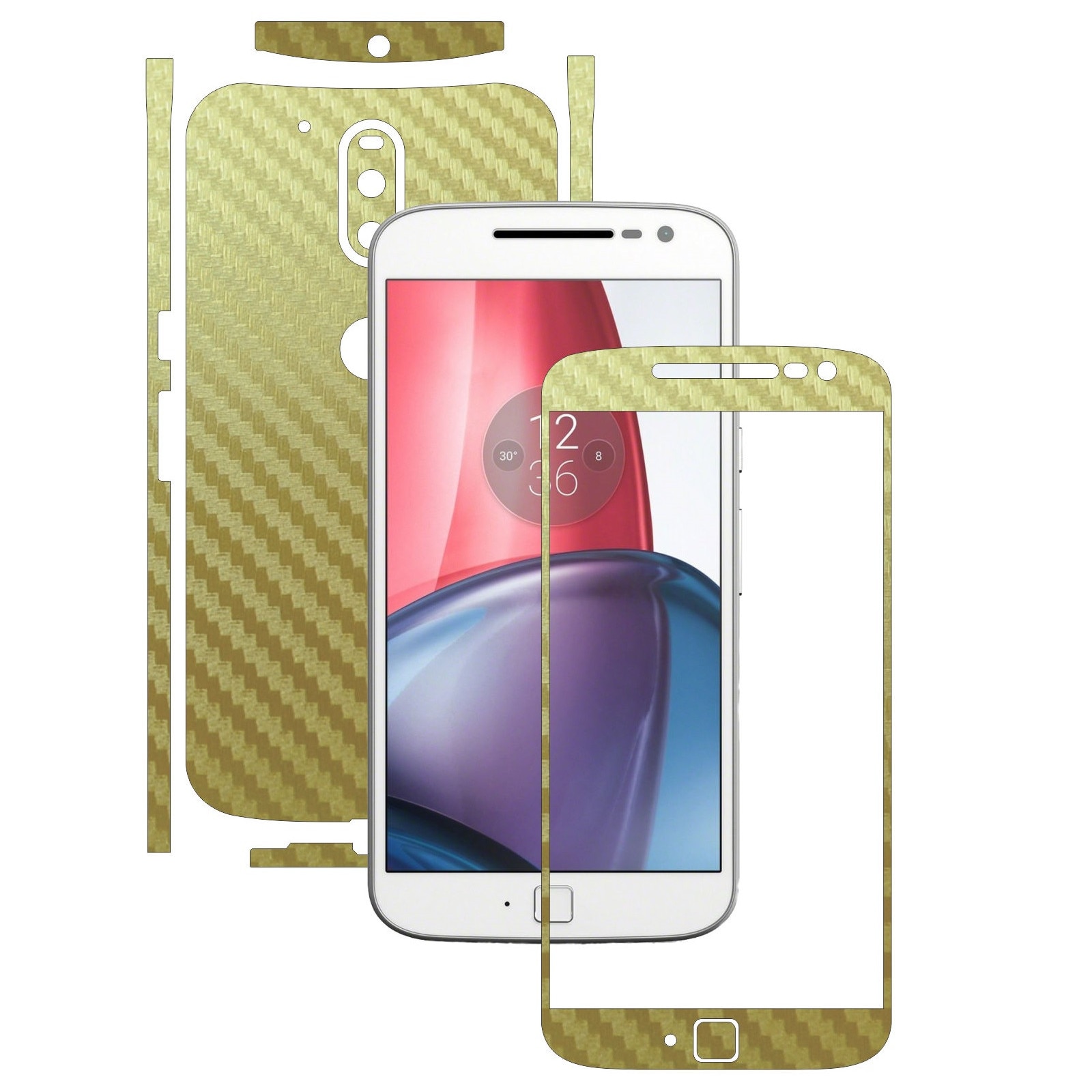 Folie de protectie Carbon Skinz, Husa de tip Skin Adeziv pentru Carcasa, Carbon Auriu dedicata Motorola Moto G4 Plus