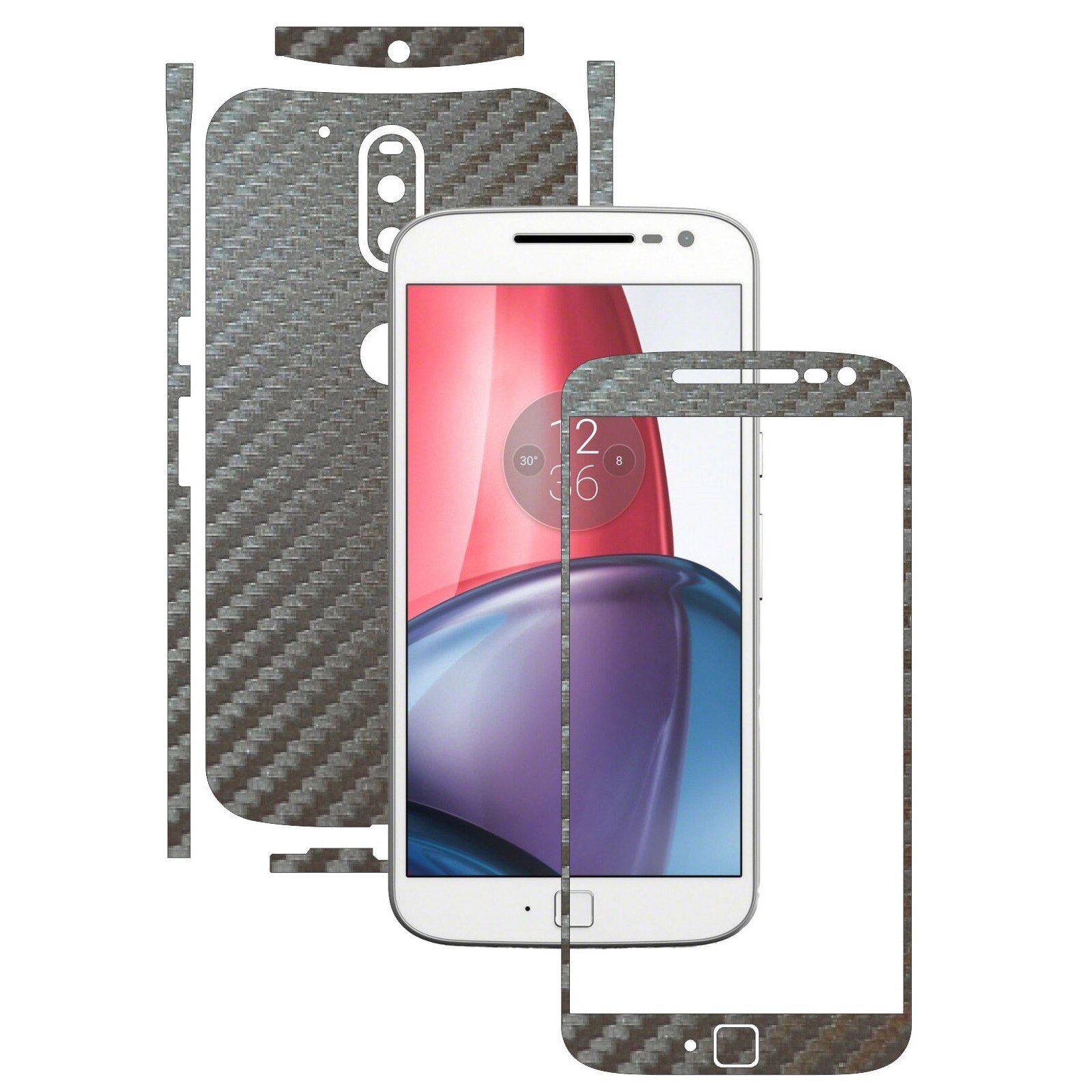 Folie de protectie Carbon Skinz, Husa de tip Skin Adeziv pentru Carcasa, Carbon Gri Argintiu dedicata Motorola Moto G4 Plus
