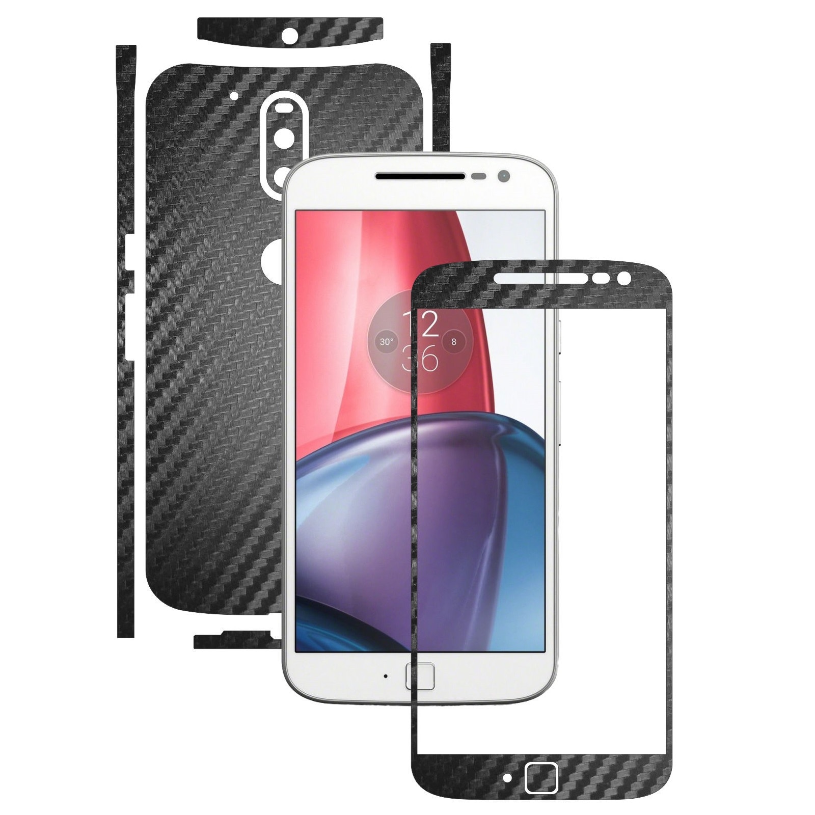 Folie de protectie Carbon Skinz, Husa de tip Skin Adeziv pentru Carcasa, Carbon Negru dedicata Motorola Moto G4 Plus