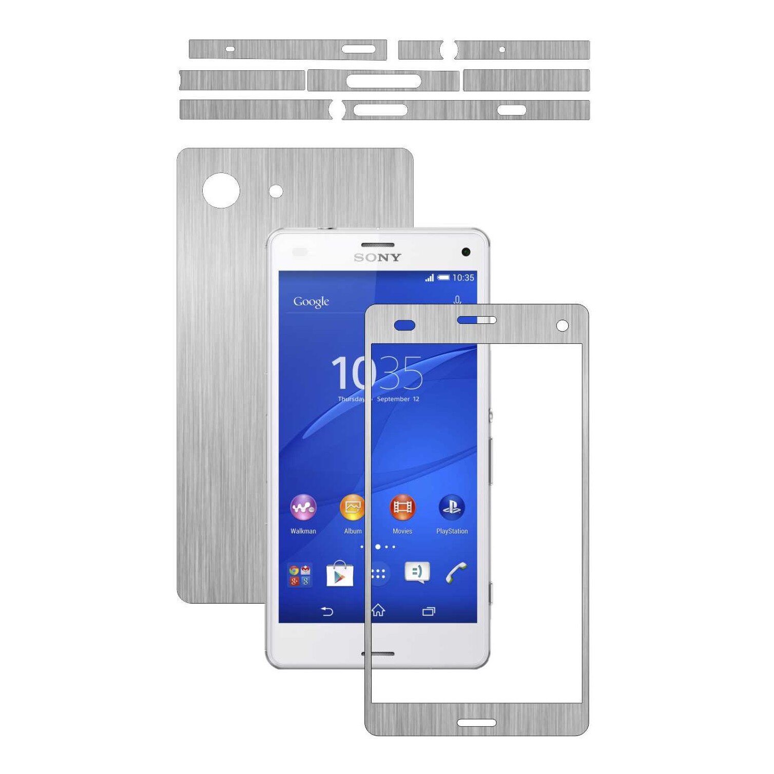 Folie de protectie Carbon Skinz, Husa de tip Skin Adeziv pentru Carcasa, Brushed Argintiu dedicata Sony Xperia Z3 Compact