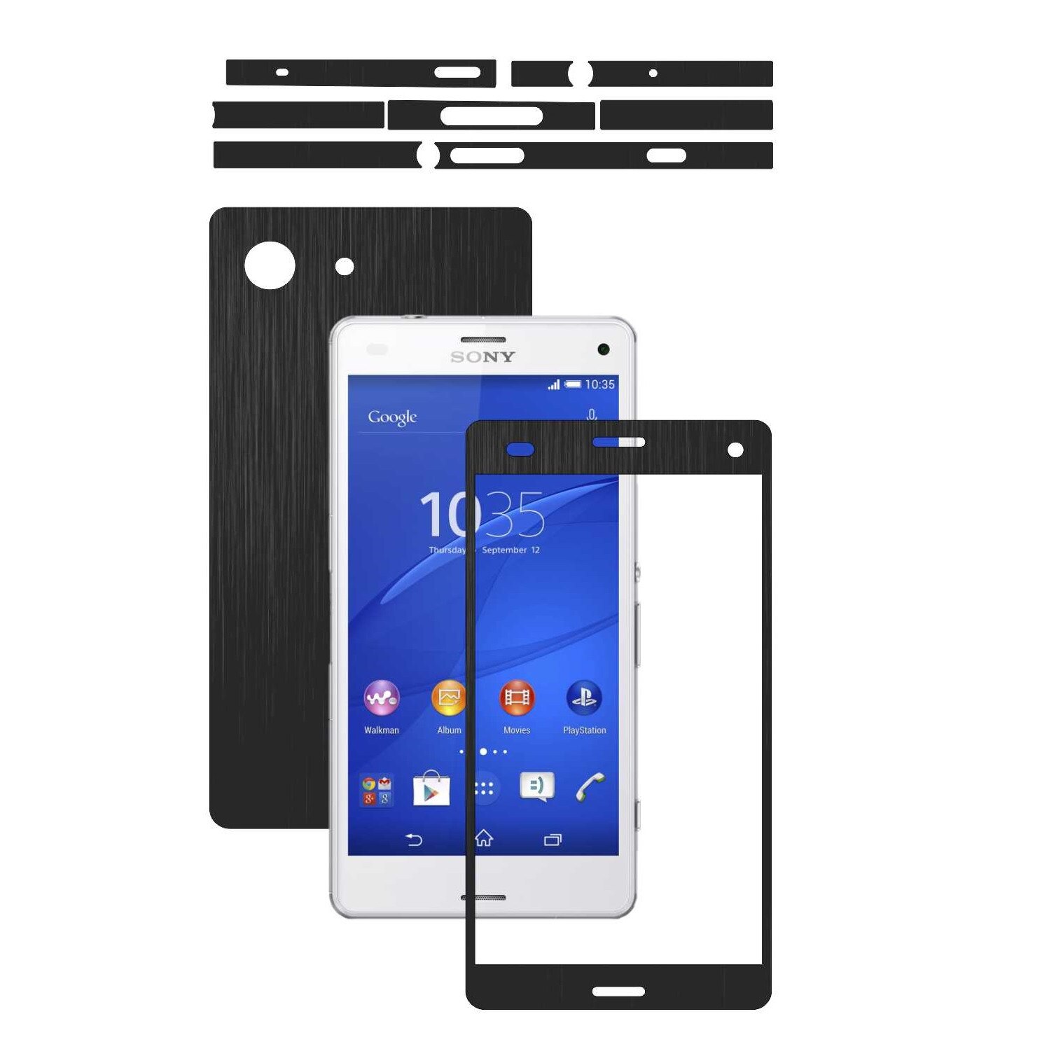 Folie de protectie Carbon Skinz, Husa de tip Skin Adeziv pentru Carcasa, Brushed Negru dedicata Sony Xperia Z3 Compact