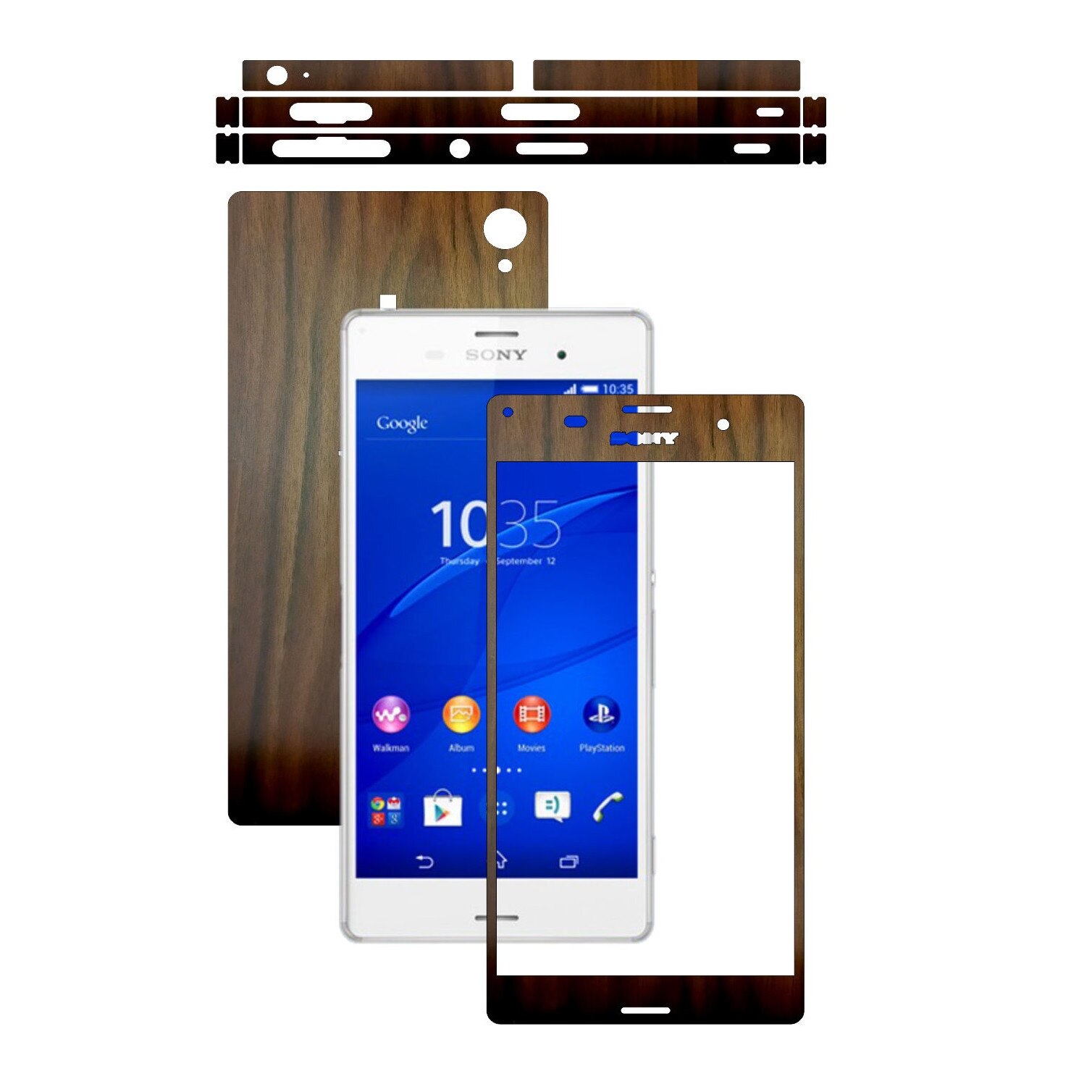 Folie de protectie Carbon Skinz, Husa de tip Skin Adeziv pentru Carcasa, Lemn Nuc Inchis dedicata Sony Xperia Z3