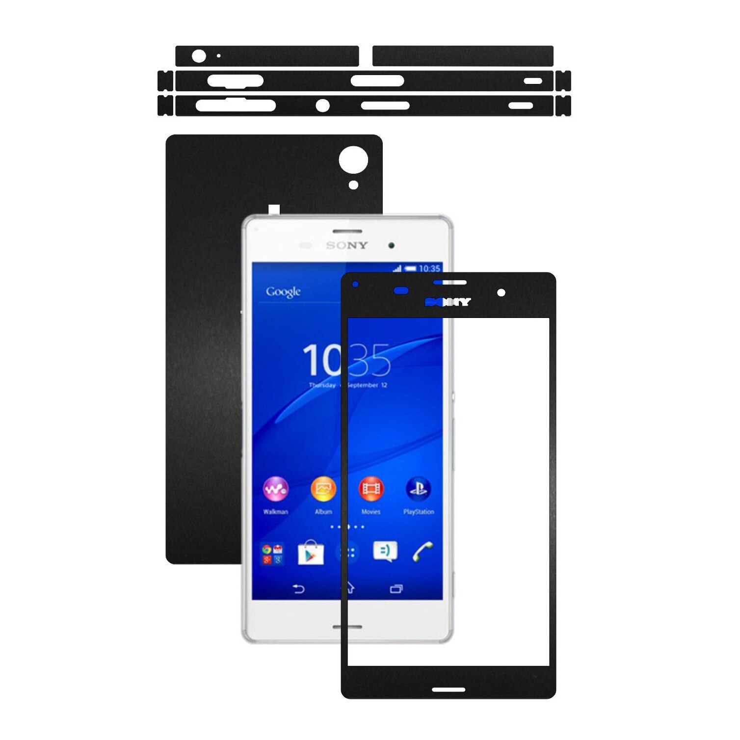 Folie de protectie Carbon Skinz, Husa de tip Skin Adeziv pentru Carcasa, Negru Mat dedicata Sony Xperia Z3
