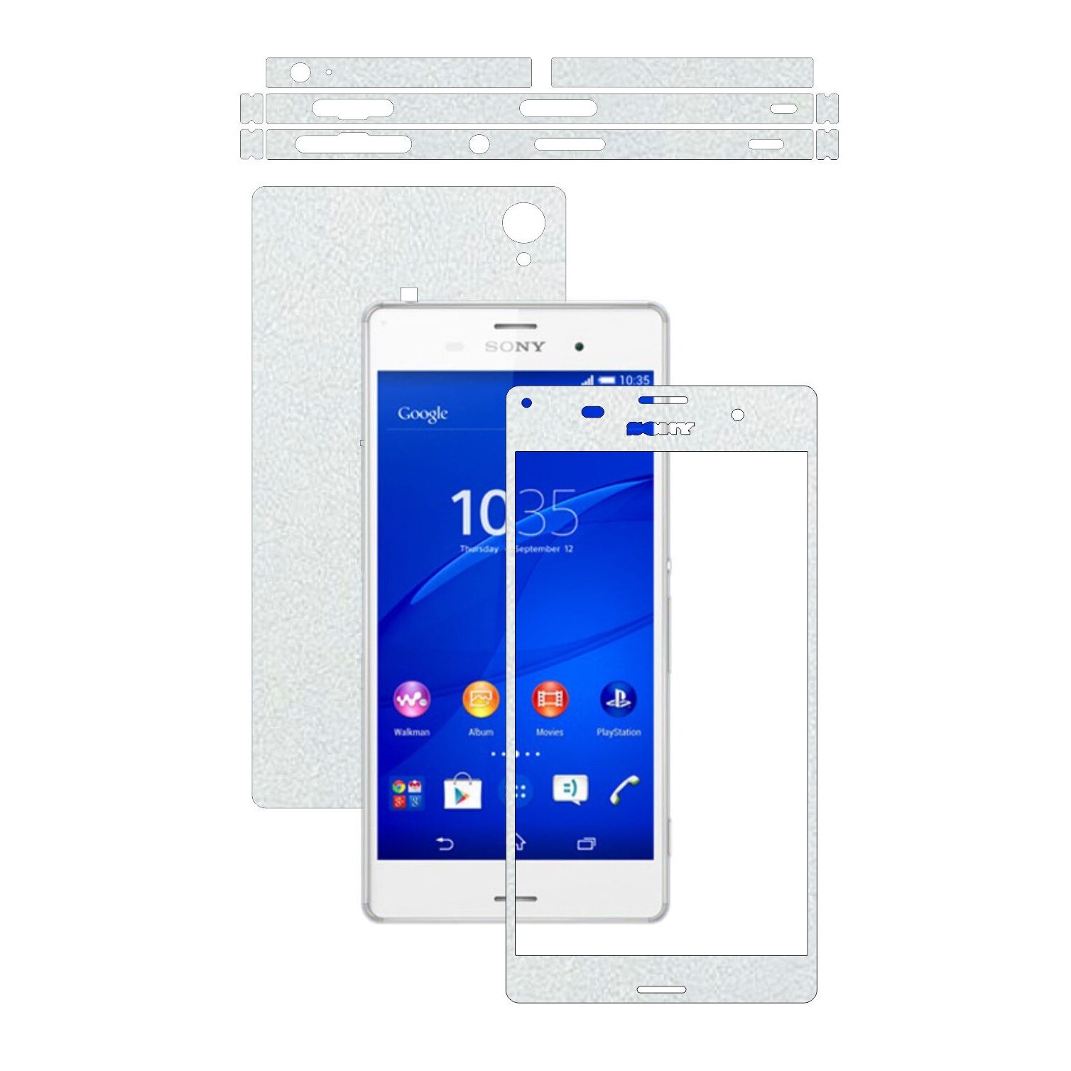 Folie de protectie Carbon Skinz, Husa de tip Skin Adeziv pentru Carcasa, Piele Alba dedicata Sony Xperia Z3