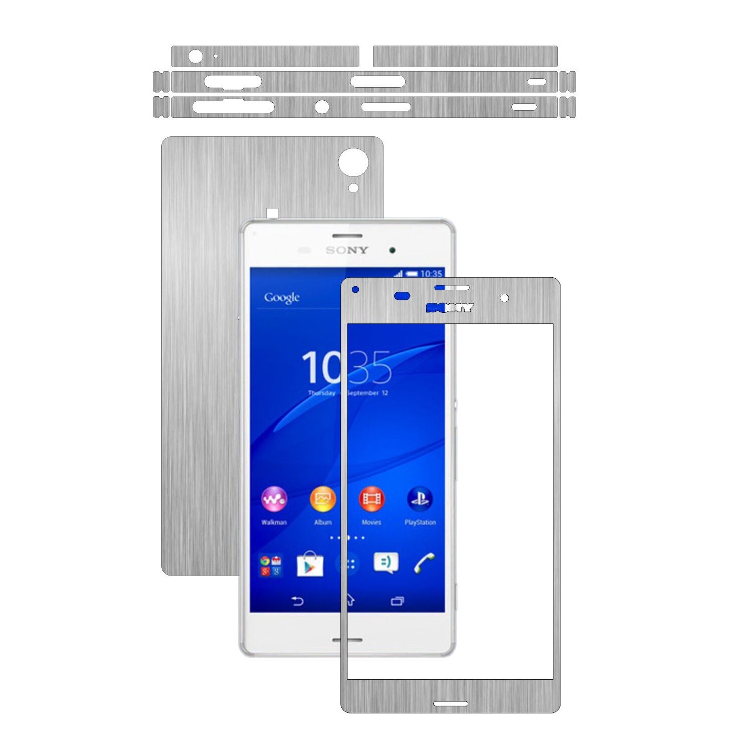 Folie de protectie Carbon Skinz, Husa de tip Skin Adeziv pentru Carcasa, Brushed Argintiu dedicata Sony Xperia Z3